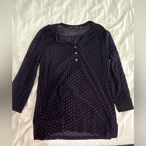 Outback Red Navy Sheer Blouse with Red Dots